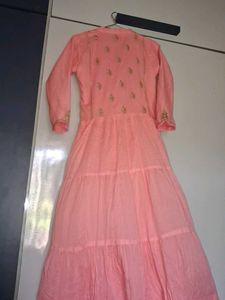 Peach Tiered Anarkali Dress