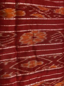 Traditional Red &amp; Charcoal Grey Ikat Saree | Festi