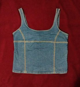 Dirty Wash Denim Corset looking Top