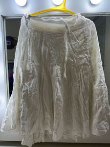 White Flowy Linen Blend skirt