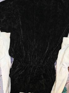 Black Velvet Button-Down Dress
