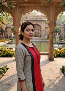 Elegant Red & Grey Kurta