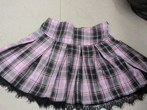 Gothic/Alt Pink Plaid Pleated Mini Skirt