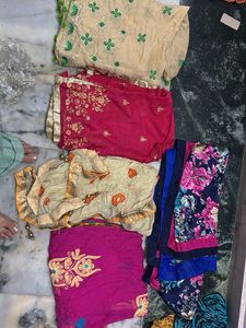 5 dupattas of different fabric
