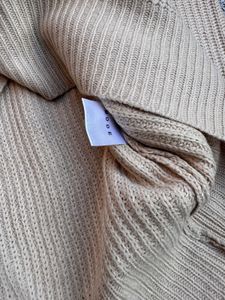 Cozy Beige Quarter Zip Knit Sweater