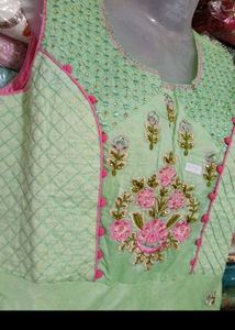 bust 38 Beautiful Green Floral Ethnic Gown