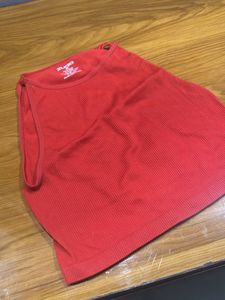 Vibrant Red Ribbed Tank Top