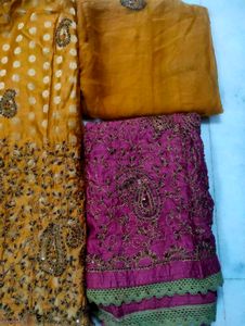 chanderi embroidery kurta set with dupatta
