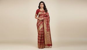 Elegant Red &amp; Gold Silk Saree