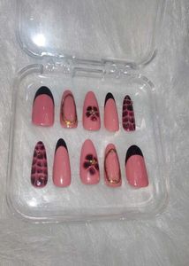 Elegant Red Floral Press-On Nails