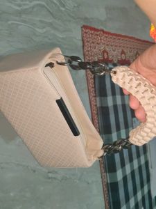Stylish Cream Quilted Clutch Bag
