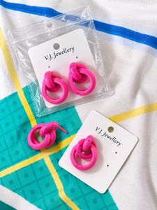 Chic Pink Knot Hoop Earrings