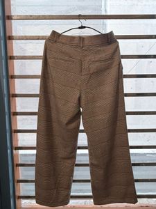 Brown Plaid Wide Leg Pants