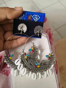 Peacock Design Ethnic Hoop Earrings