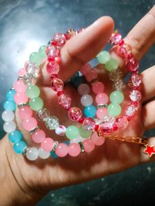 Stackable Beaded Bracelets with Charm