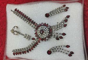 Rhinestone &amp; Ruby Necklace Set with Ring