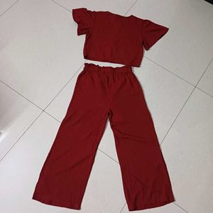 Chic Maroon Pure Cotton Co-ord Set for Kids