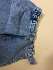 Stylish Denim Midi Skirt with Button Detail