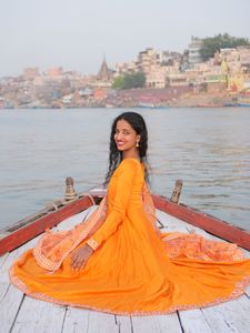 Vibrant Orange Ethnic Kurta Set with Dupatta