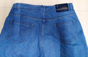Blue Denim Wide Leg Jeans