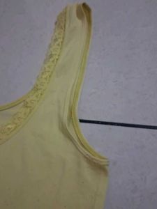 Cute Yellow Tank Top with Lace Trim