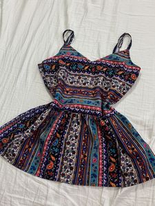 Bohemian Print Spaghetti Strap Dress