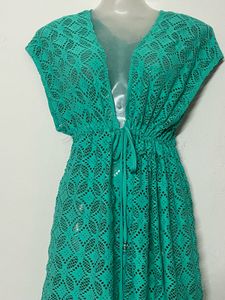 Pintresty Green Crochet Cover-Up Dress
