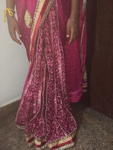 Elegant Pink Embellished Saree