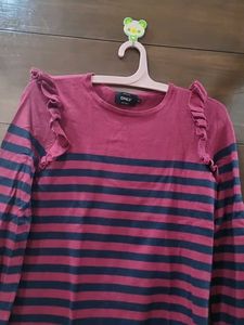Striped Ruffle Sleeve Top