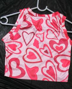 Pink Heart Print Tank Top
