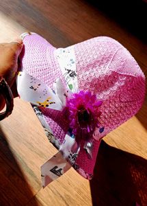 Cute Pink Sun Hat with Flower