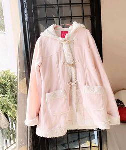 Pink Faux Suede Duffle Coat