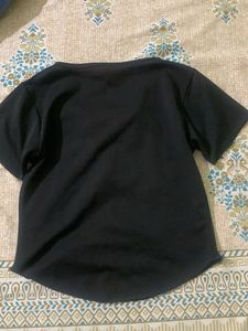 Black Button-Up Henley Top
