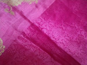 Vibrant Pink Saree with Paisley Blouse