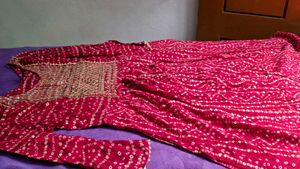 Red Bandhani Embroidered Kurti