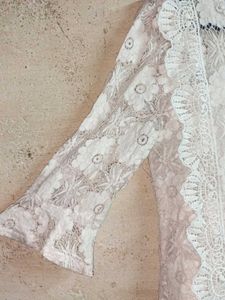 Elegant White Lace Top Layered