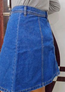 H&amp;M Button-Front Denim Mini Skirt