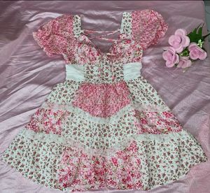 Light Pink Floral Tiered Mini Dress