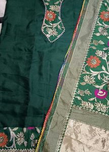 Elegant Green banarsi Kurta Set with Dupatta