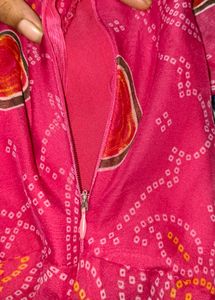 Pink Bandhej Full Gher Kurta Set with Dupatta😍💓