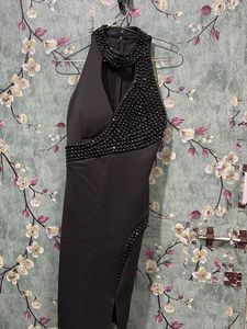 Stunning Black Embellished Halter Neck Dress