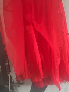 Vibrant Red Flowy Skirt(38 length)