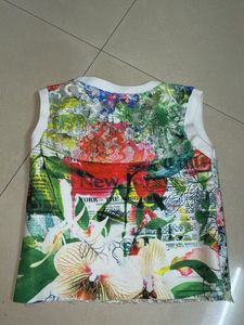 Girls' Butterfly Sleeveless Top &amp; Royal Blue Skirt