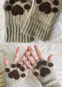 Cute Paw Print Fingerless Gloves
