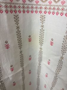 Elegant White Kurta with Pink &amp; Brown Print