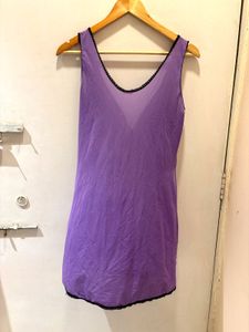 Purple Lace Trim Slip Dress