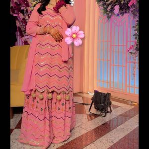 Elegant Pink Kurti with skirt and Dupatta