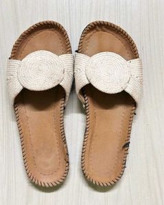 Boho Straw Slide Sandles