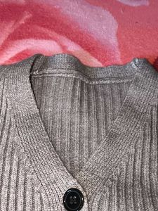 Gray Button-Down Knit Cardigan