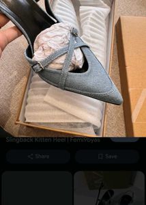 Zara Denim Slingback Heels